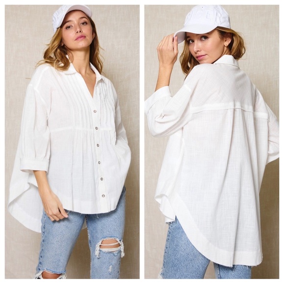 ShopEvelynne Tops - 26 Boho Quarter Sleeve Pleated Shirt